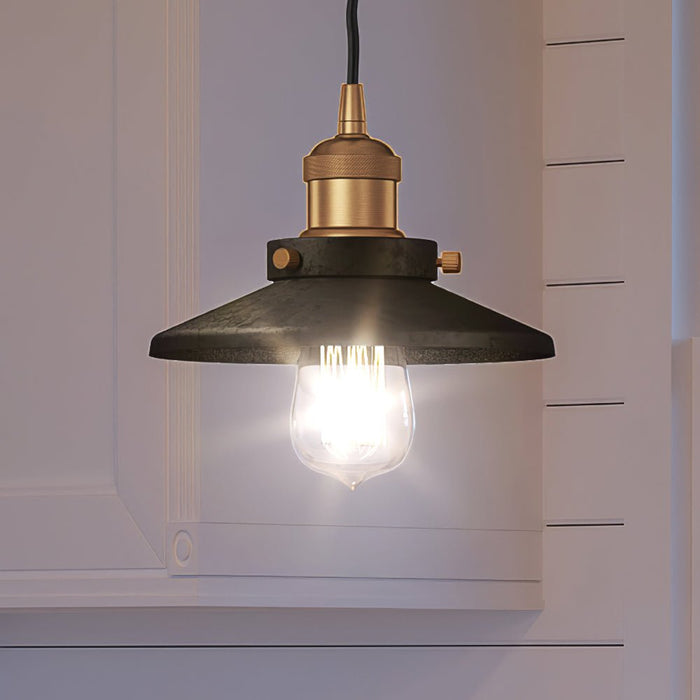 UEX2433 New Traditional Pendant 6''H x 8''W, Antique Brass & Graphite Finish, Sanford Collection