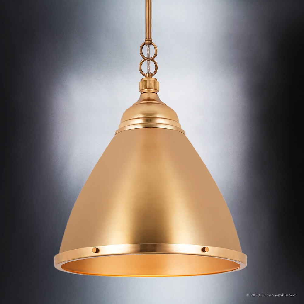 Luxury Lux Industrial Pendant Satin Brass UEX2471 bronze island metal Ceiling Light Fixtures by Urban Ambiance