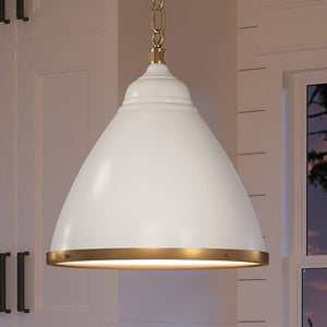 A gorgeous Lux Industrial Pendant lighting fixture hovering over a kitchen window.