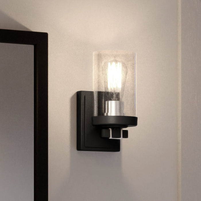 UEX2600 Luxe Industrial Wall Sconce 9''H x 4.25''W, Polished Chrome & Charcoal Finish, Hampton Collection