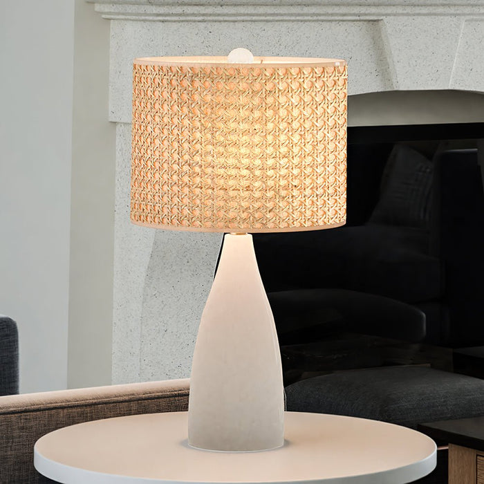UEX7222 Natural Table Lamp 12''W x 12''D x 23''H, Matte White Finish, Stuart Collection