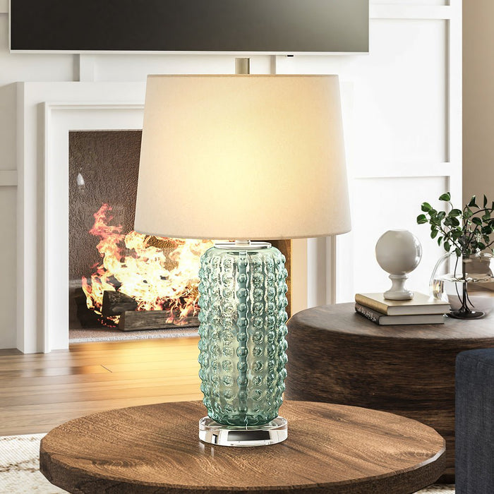 UEX7330 Contemporary Table Lamp 15''W x 15''D x 25''H, Clear Green Finish, Galena Collection