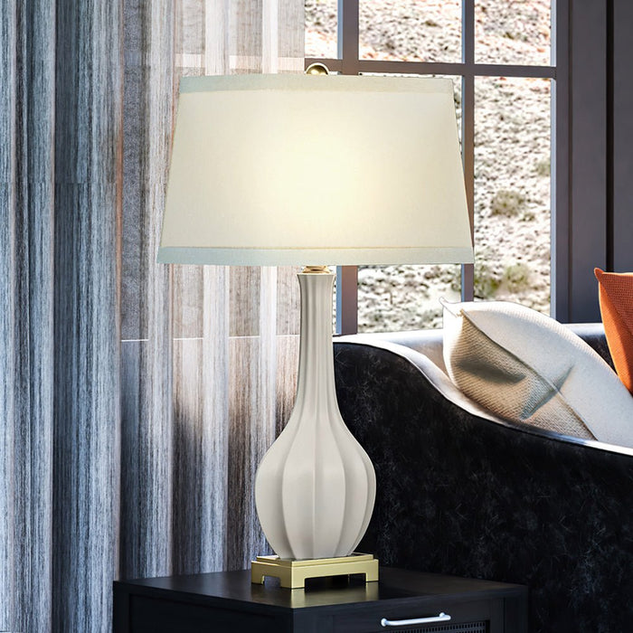 UEX7390 Traditional Table Lamp 19''W x 12''D x 34''H, Aged Brass and White Finish, Ferndale Collection