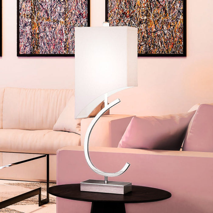 UEX7530 Mid-Century Modern Table Lamp 9.5''W x 7.5''D x 31''H, Brushed Steel Finish, Serenbe Collection