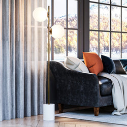 Urban Ambiance - Floor Lamp - UEX7583 Mid-Century-Modern Floor Lamp 17''W x 8''D x 61''H, Aged Brass and White Finish, Sewanee Collection -