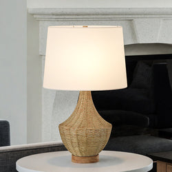 A beautiful lighting fixture, the UEX7640 Scandinavian Table Lamp from the Woodstock Collection by Urban Ambiance adds a natural brown finish and measures 15''W x 15''D x 