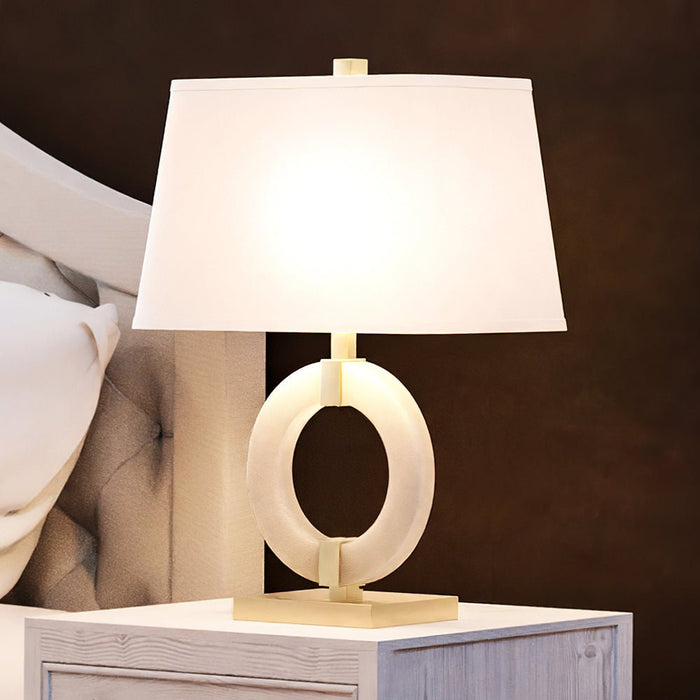 UEX7660 Contemporary Table Lamp 15''W x 9''D x 23''H, White and Brass Finish, Manzanita Collection