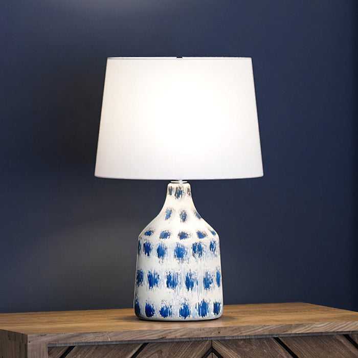 UEX7770 Coastal Table Lamp 11''W x 11''D x 18''H, Blue and White Finish, Bar Harbor Collection
