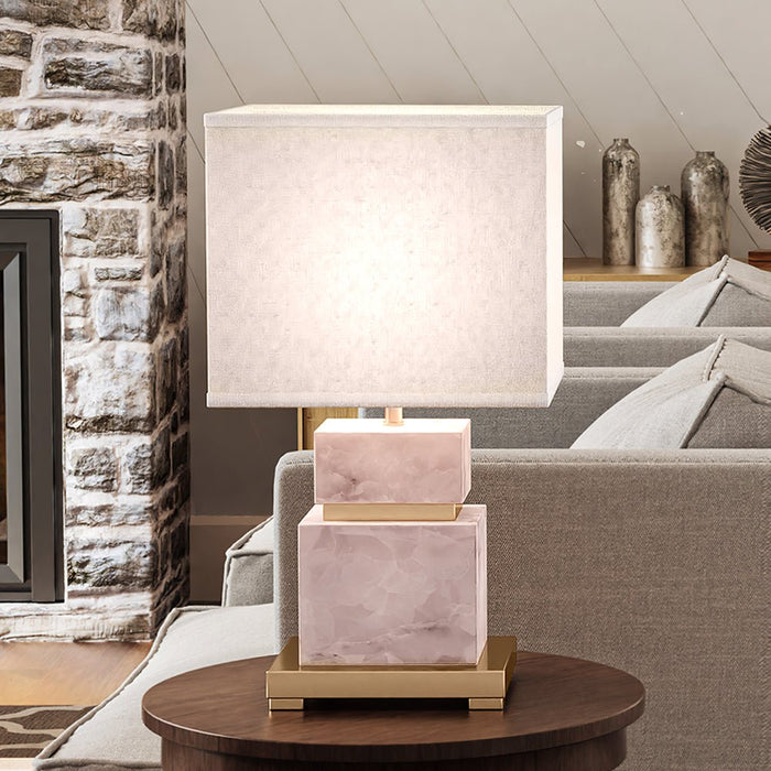 UEX7880 Glam Table Lamp 12''W x 10''D x 21.5''H, Natural Pink and Bronze Finish, Silverton Collection