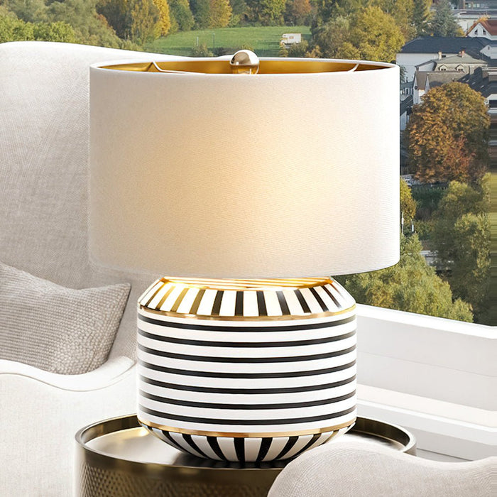 UEX8080 Glam Table Lamp 16''W x 16''D x 20''H, Black, White and Gold Finish, Redmond Collection