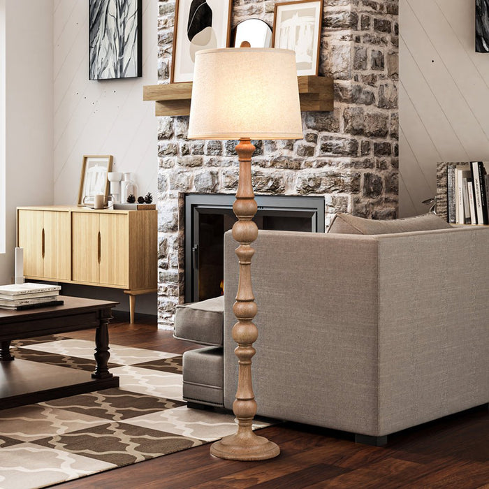 UEX8190 Modern Farmhouse Floor Lamp 18''W x 18''D x 63''H, Natural Brown Finish, Milpitas Collection