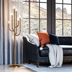     A gorgeous living room with a UEX8230 Luxe Industrial Floor Lamp, adding luxury to the space.