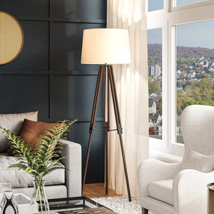 A beautiful living room with a luxury UEX8330 Mid-Century-Modern Floor Lamp.