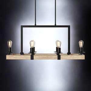 A beautiful UFS2000 Modern Farmhouse Chandelier with six lights and a wooden base from Urban Ambiance.
