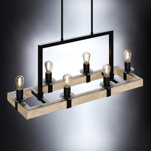 A gorgeous UFS2000 Modern Farmhouse Chandelier with six bulbs hanging from it, brand name of Urban Ambiance.