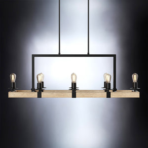 A unique UFS2001 Modern Farmhouse Chandelier with a gorgeous Matte Black & White Ash finish and eight lights.