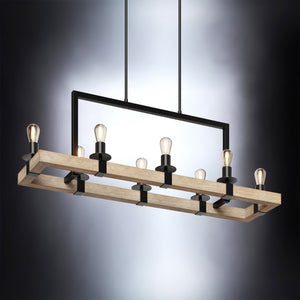 A beautiful lighting fixture, the UFS2001 Modern Farmhouse Chandelier from Urban Ambiance features a unique design, measuring 15''H x 44''W in matte black.