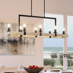 A stunning lighting fixture, the Urban Ambiance UFS2001 Modern Farmhouse Chandelier, in a gorgeous Matte Black & White Ash Finish from the Broadway Collection, adds elegance to the dining