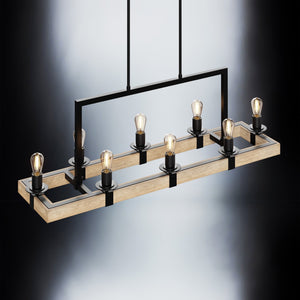 A unique lighting fixture, the UFS2001 Modern Farmhouse Chandelier from Urban Ambiance features a matte black & white ash finish and eight lights suspended from it.