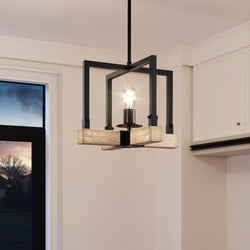 A gorgeous UFS2003 Modern Farmhouse Pendant lamp, 11''H x 11''W, with a Matte Black & White Ash Finish from the Broadway Collection by Urban Ambiance hanging over