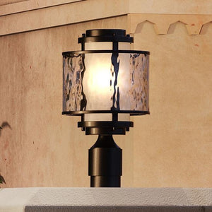 An Urban Ambiance UHP1010 Nautical Outdoor Post/Pier Light, 14.5"H x 8.75"W, Olde Bronze Finish from the Canberra Collection with a unique glass