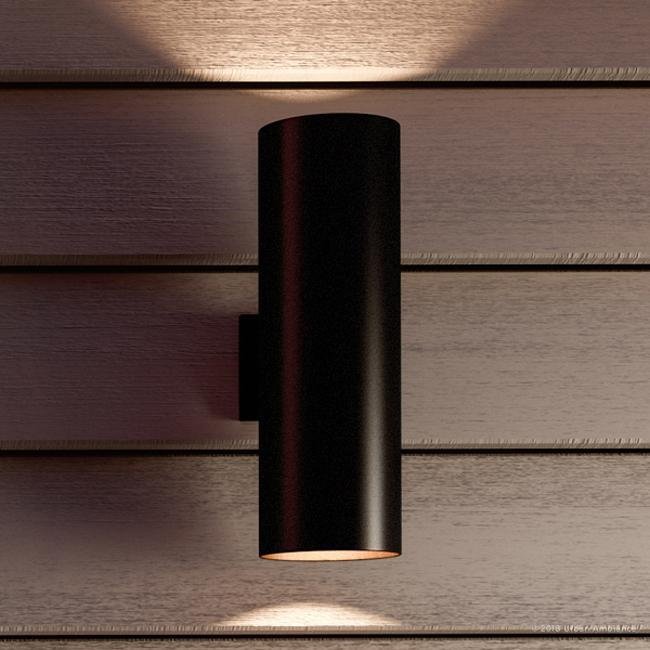 UHP1067 Modern Outdoor Wall Light, 18"H x 6"W, Midnight Black Finish, Hollywood Collection