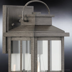 An UHP1295 Transitional Outdoor Wall Sconce 14.25''H x 6''W, Aged Pewter Finish, Anaheim Collection with a unique finish by Urban Ambiance.