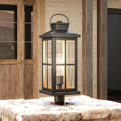 An Urban Ambiance UHP1297 Transitional Outdoor Post Light 20.25''H x 7''W, Aged Pewter Finish, Anaheim Collection is a luxury lighting fixture.