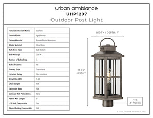 Beautiful transitional outdoor post light with aged pewter finish from the Anaheim Collection.