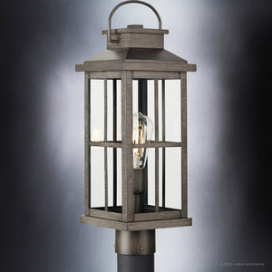A Unique UHP1297 Transitional Outdoor Post Light 20.25''H x 7''W with a Gray Background