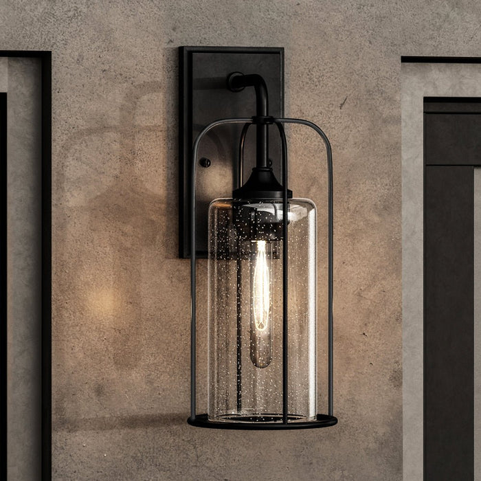 UHP1301 Farmhouse Outdoor Wall Sconce 17''H x 7.5''W, Midnight Black Finish, Henderson Collection