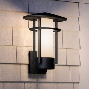 A unique and beautiful UHP1311 Mid-Century Modern Outdoor Wall Sconce 15.5''H x 11.125''W, Midnight Black Finish, Riverside Collection