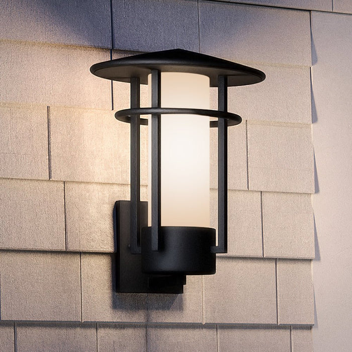 UHP1311 Mid-Century Modern Outdoor Wall Sconce 15.5''H x 11.125''W, Midnight Black Finish, Riverside Collection