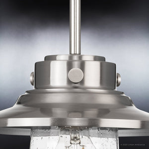 A beautiful lighting fixture from the Santa-Ana Collection, featuring a gorgeous stainless steel finish and a clear glass shade.