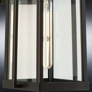 A beautiful UHP1340 Transitional Outdoor Wall Sconce 14''H x 7.125''W, Olde Bronze Finish, Orlando Collection by Urban Ambiance with a clear glass bulb