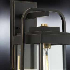 A beautiful UHP1341 Transitional Outdoor Wall Sconce 20''H x 8.25''W, Olde Bronze Finish, Orlando Collection lighting fixture with a clear glass shade