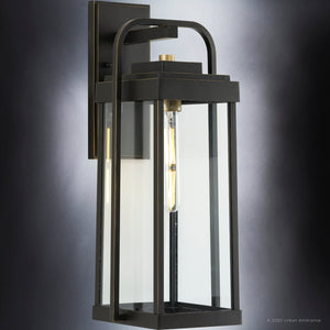 A beautiful lamp with a luxurious Olde Bronze finish, the Urban Ambiance UHP1341 Transitional Outdoor Wall Sconce 20''H x 8.25''W from the Orlando Collection