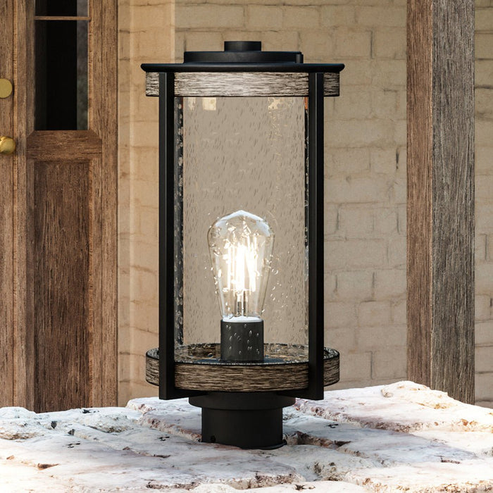 UHP1353 Farmhouse Outdoor Post Light 15.625''H x 7.375''W, Midnight Black Finish, Newark Collection