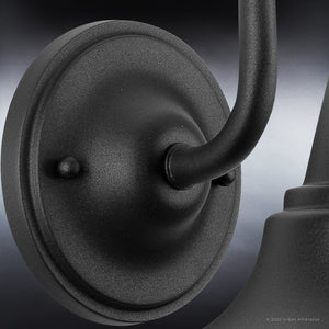 A close up of the gorgeous UHP1363 Industrial Outdoor Wall Sconce 10.5''H x 12''W, Midnight Black Finish, Pittsburgh Collection by Urban Ambiance.