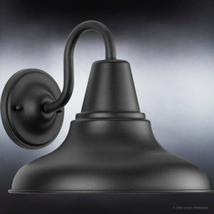 A unique and gorgeous UHP1363 Industrial Outdoor Wall Sconce 10.5''H x 12''W, midnight black finish from the Pittsburgh Collection by Urban Ambiance on