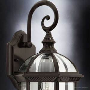 A luxury lighting fixture, the UHP1371 Transitional Outdoor Wall Sconce features an Olde Bronze Finish from the Greensboro Collection by Urban Ambiance.
