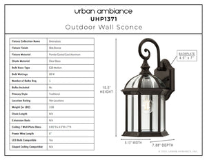 An Urban Ambiance UHP1371 Transitional Outdoor Wall Sconce, 15.5''H x 8.125''W, Olde Bronze Finish, Greensboro Collection - a beautiful