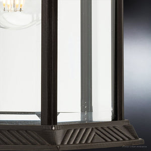 A unique Urban Ambiance UHP1371 Transitional Outdoor Wall Sconce with a luxury glass shade from the Olde Bronze Finish, Greensboro Collection.