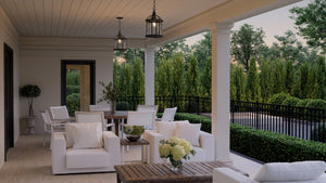A beautiful rendering of a unique porch lamp with Urban Ambiance's UHP1373 Transitional Outdoor Pendant 13.625''H x 7.5''W, Olde Bronze Finish