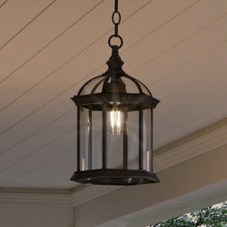A gorgeous lighting fixture, the Urban Ambiance UHP1373 Transitional Outdoor Pendant 13.625''H x 7.5''W in Olde Bronze Finish from the Greensboro Collection adds