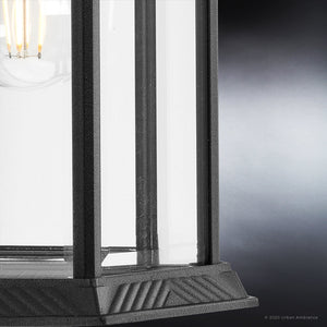 A beautiful UHP1376 Transitional Outdoor Wall Sconce 15.5''H x 8.125''W, Midnight Black Finish, Greensboro Collection by Urban Ambiance with a clear