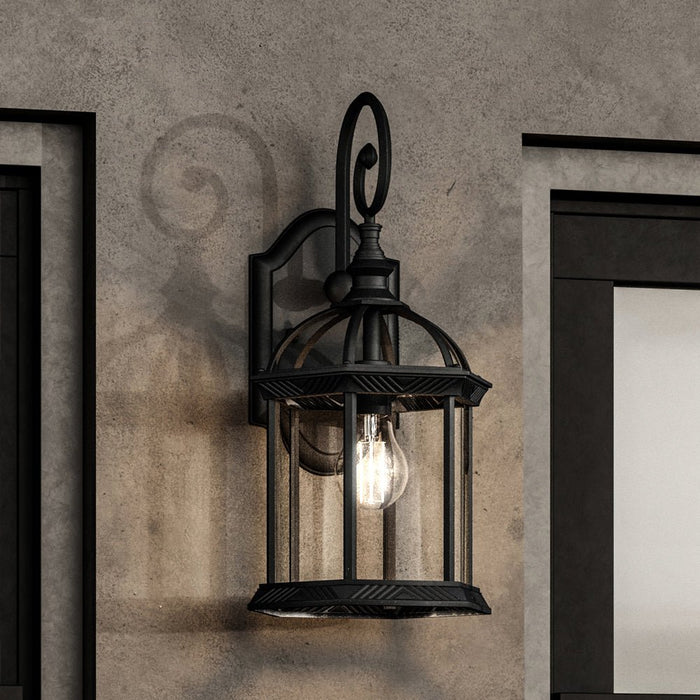 UHP1377 Transitional Outdoor Wall Sconce 18.125''H x 9.75''W, Midnight Black Finish, Greensboro Collection