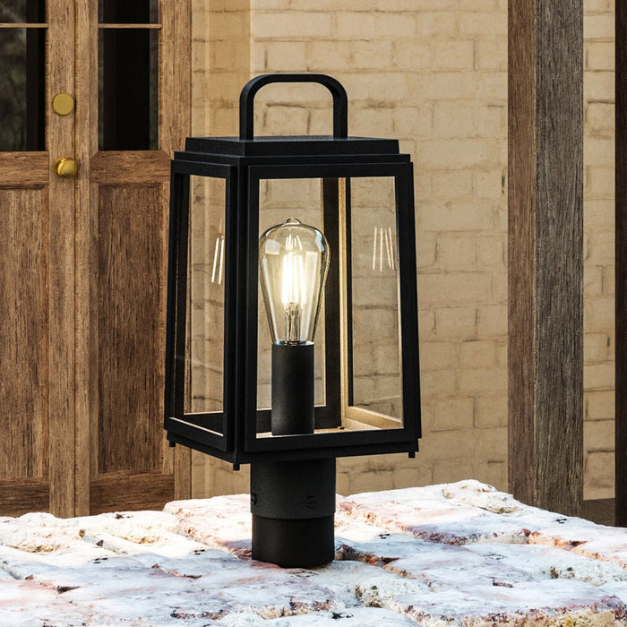 UHP1389 Farmhouse Outdoor Post Light 15.625''H x 7''W, Midnight Black Finish, Macon Collection