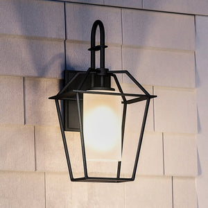 An unique UHP1390 Minimalist Outdoor Wall Sconce 14.875''H x 7.5''W, Midnight Black Finish from the Chandler Collection by Urban Ambiance on a
