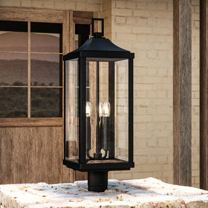 LED Outdoor Post Light Fixture, Black Modern Outside Ground Mount